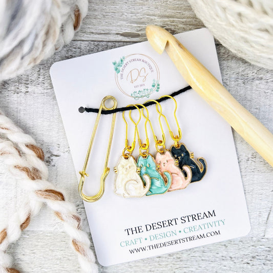 Cat Stitch Markers Set - Knitting and Crochet - The Desert Stream Stitch