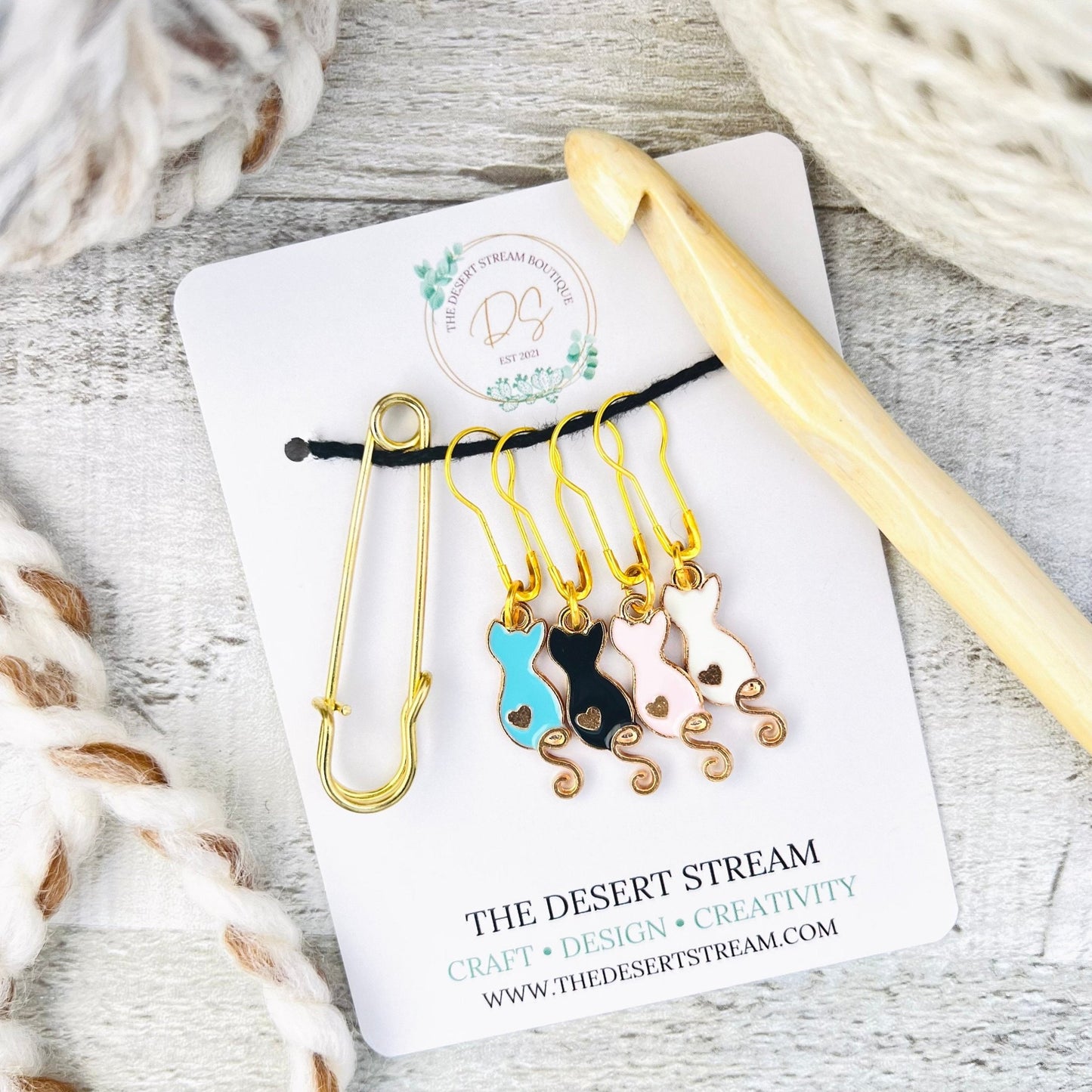 Cat Tails Stitch Markers Set - Knitting and Crochet - The Desert Stream Stitch