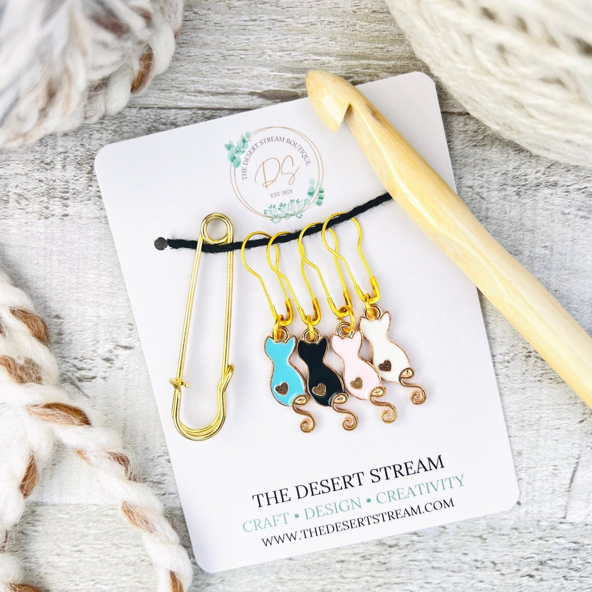Cat Tails Stitch Markers Set - Knitting and Crochet - The Desert Stream Stitch