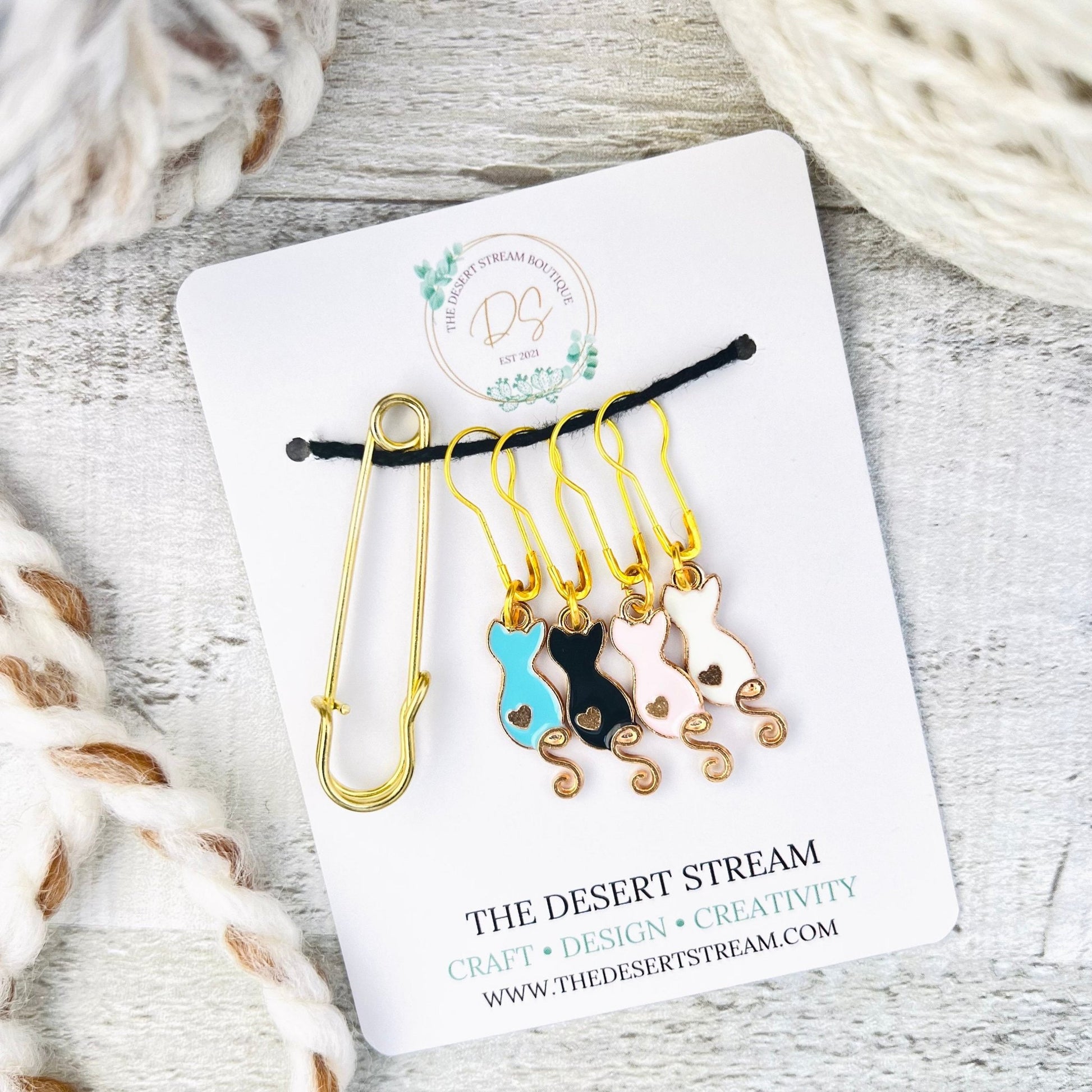 Cat Tails Stitch Markers Set - Knitting and Crochet - The Desert Stream Stitch