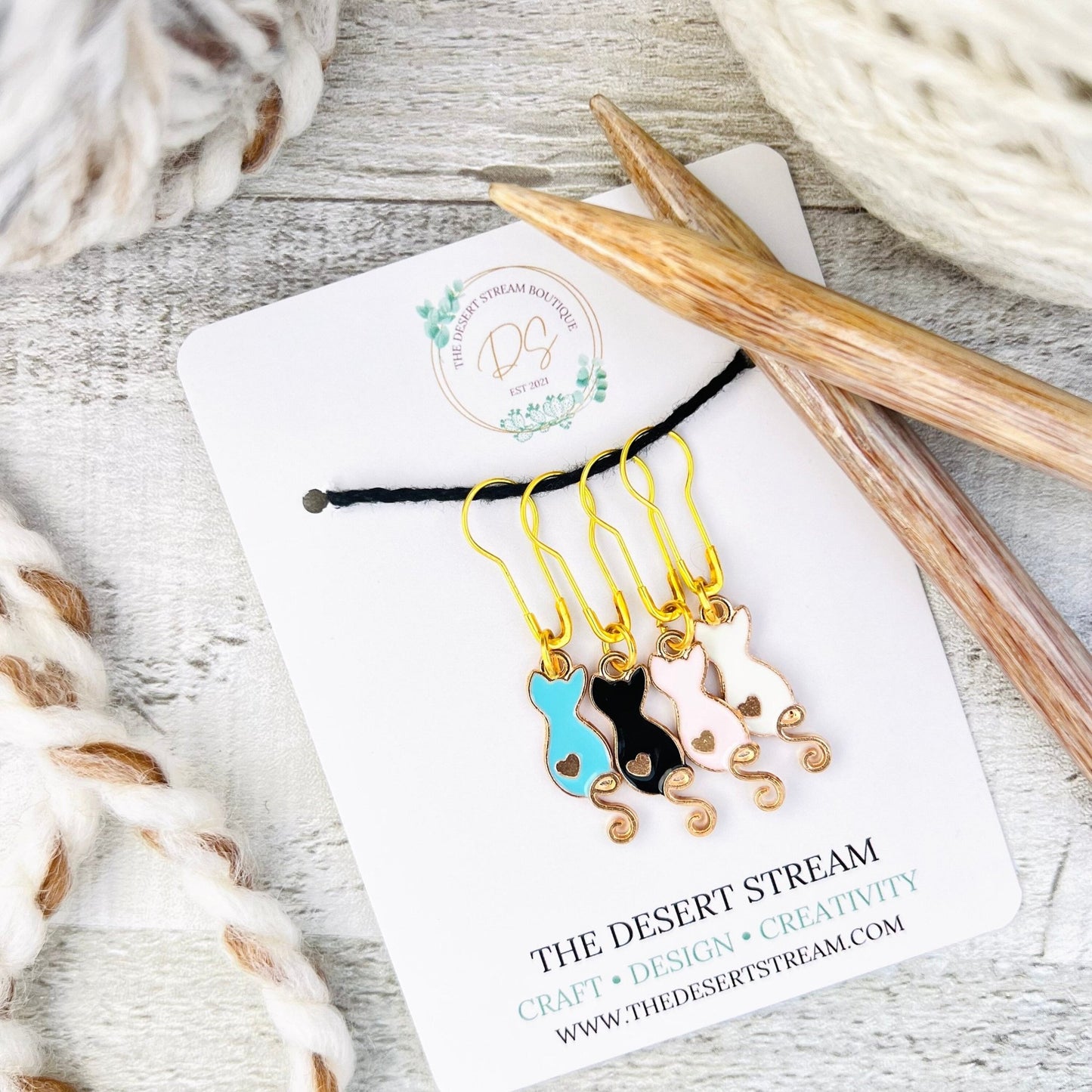 Cat Tails Stitch Markers Set - Knitting and Crochet - The Desert Stream Stitch
