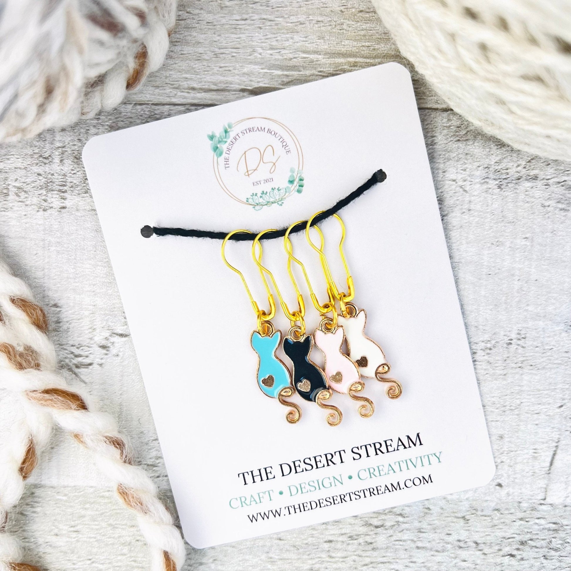 Cat Tails Stitch Markers Set - Knitting and Crochet - The Desert Stream Stitch