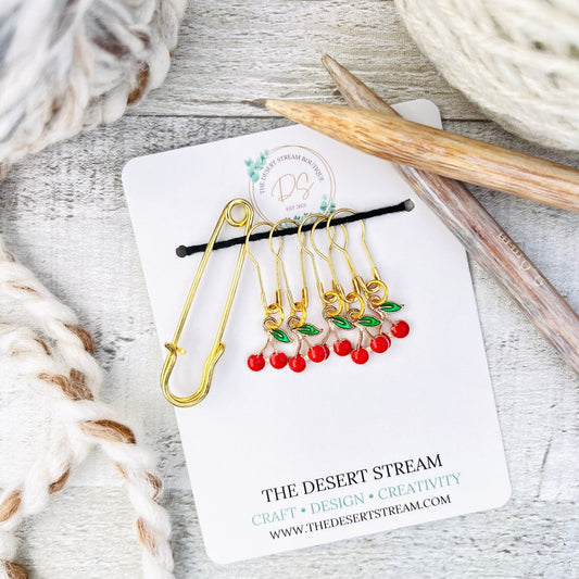Cherry Stitch Markers Set - Knitting and Crochet - The Desert Stream Stitch