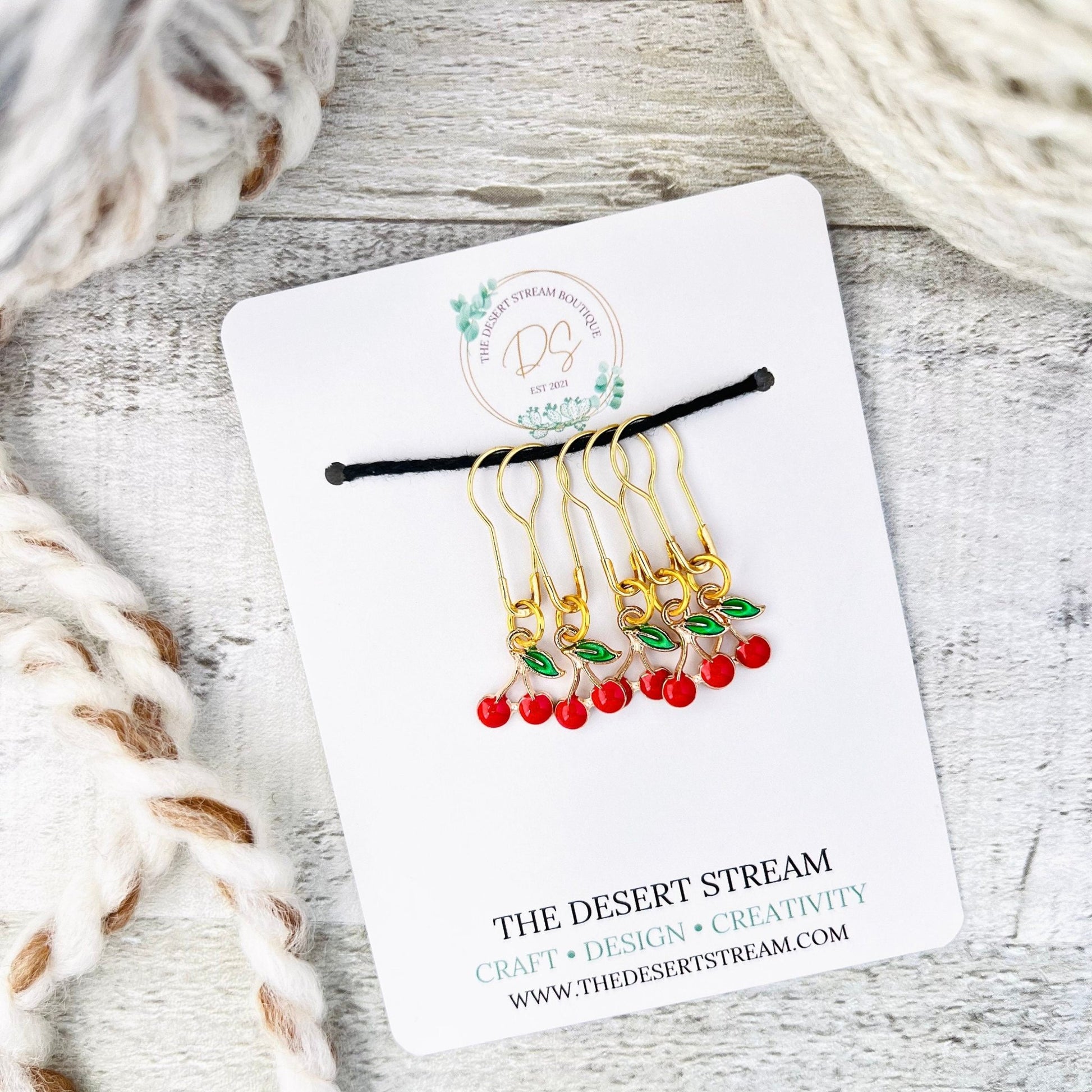 Cherry Stitch Markers Set - Knitting and Crochet - The Desert Stream Stitch