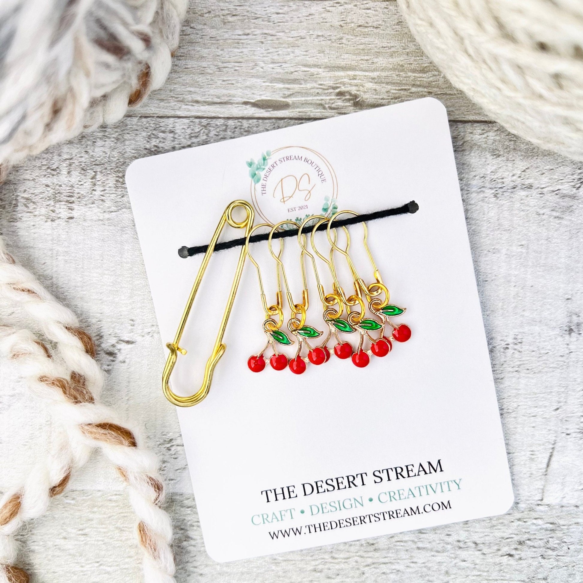 Cherry Stitch Markers Set - Knitting and Crochet - The Desert Stream Stitch