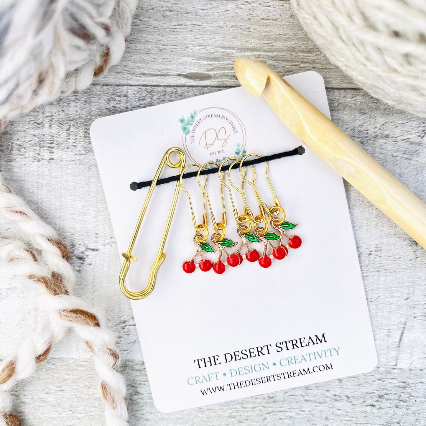 Cherry Stitch Markers Set - Knitting and Crochet - The Desert Stream Stitch