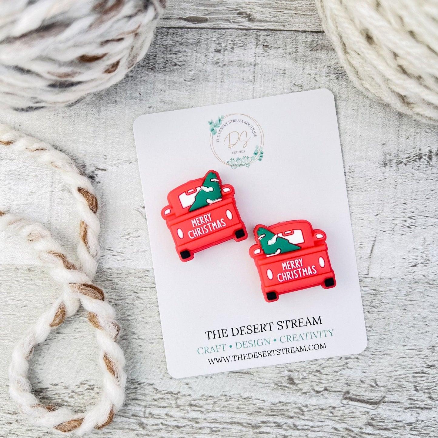 Christmas Truck Stitch Stoppers Knitting Needle Point Protectors - The Desert Stream Stitch