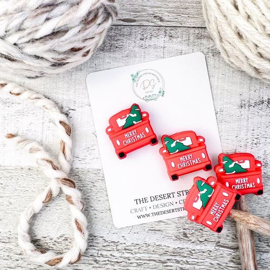 Christmas Truck Stitch Stoppers Knitting Needle Point Protectors - The Desert Stream Stitch