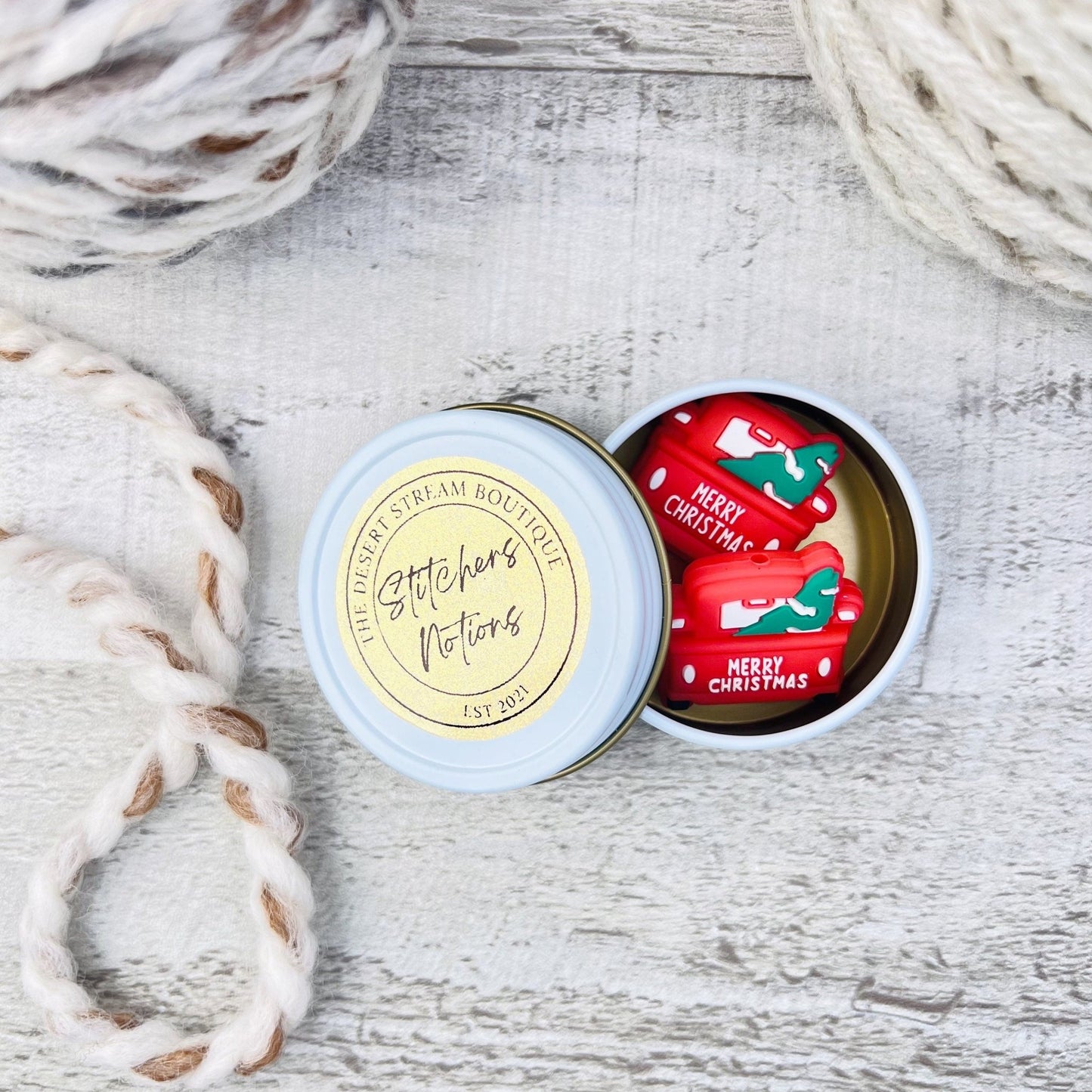 Christmas Truck Stitch Stoppers Knitting Needle Point Protectors - The Desert Stream Stitch