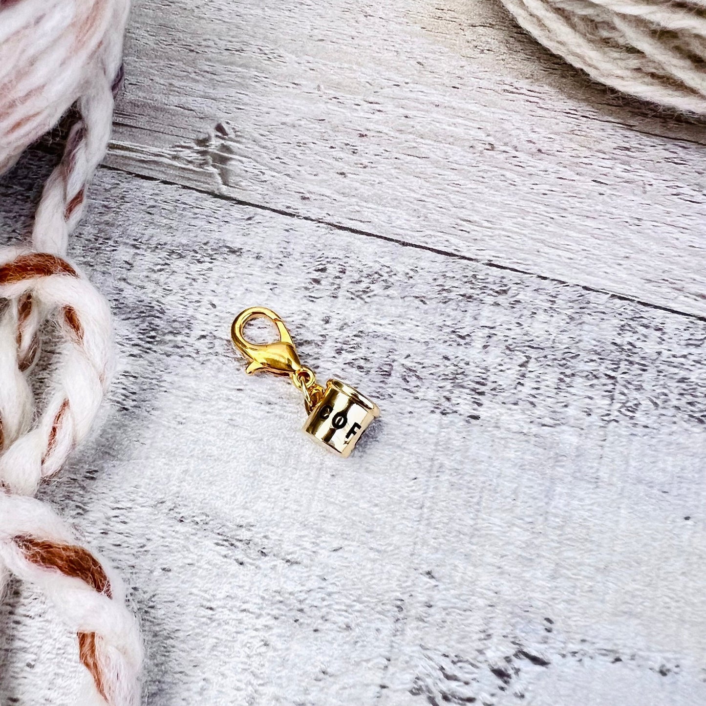 Coffee Cup Stitch Marker - Luxe Limited Collectors Edition - 18K Gold Cubic Zirconia - The Desert Stream Stitch
