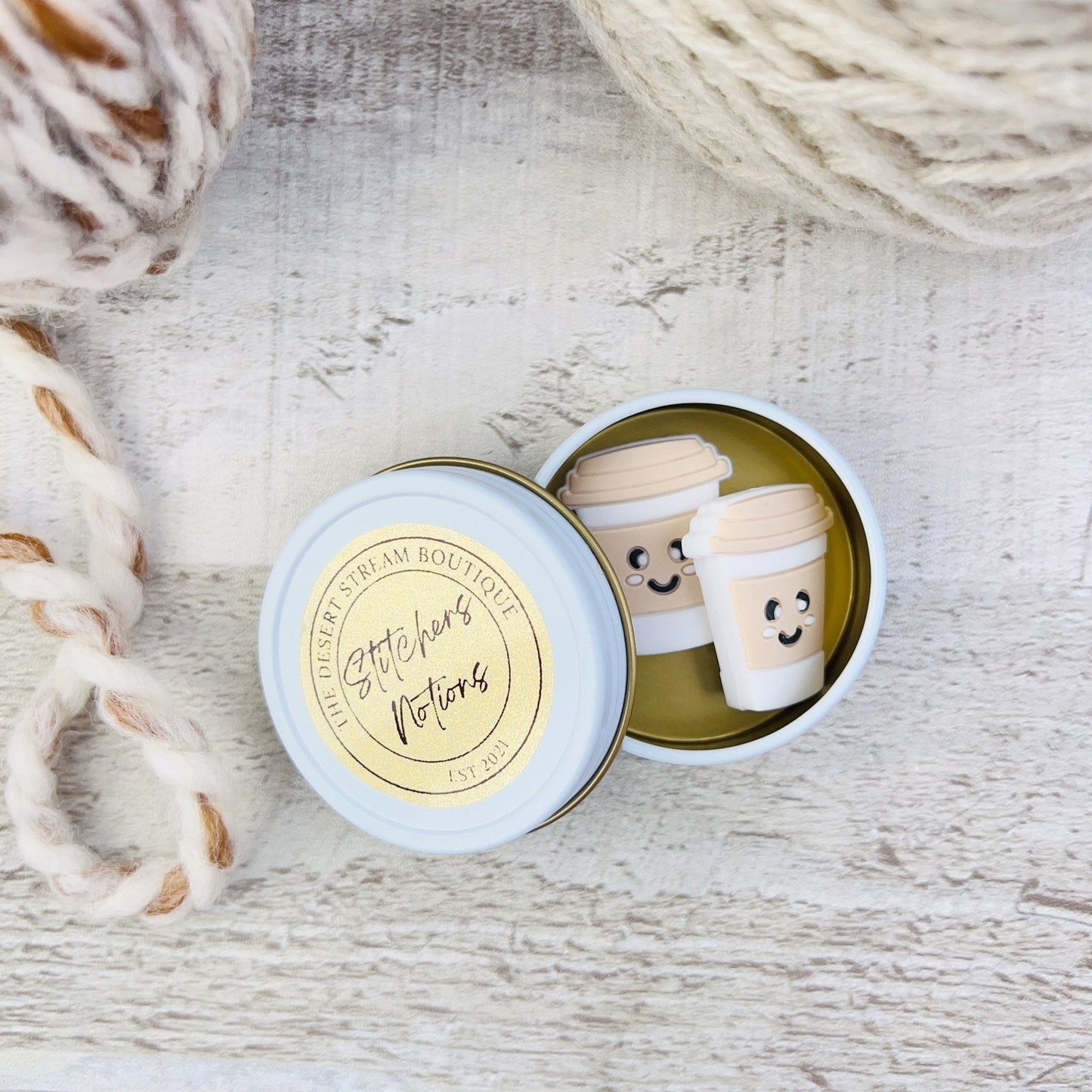 Coffee Cup Stitch Stoppers Knitting Needle Point Protectors - The Desert Stream Stitch