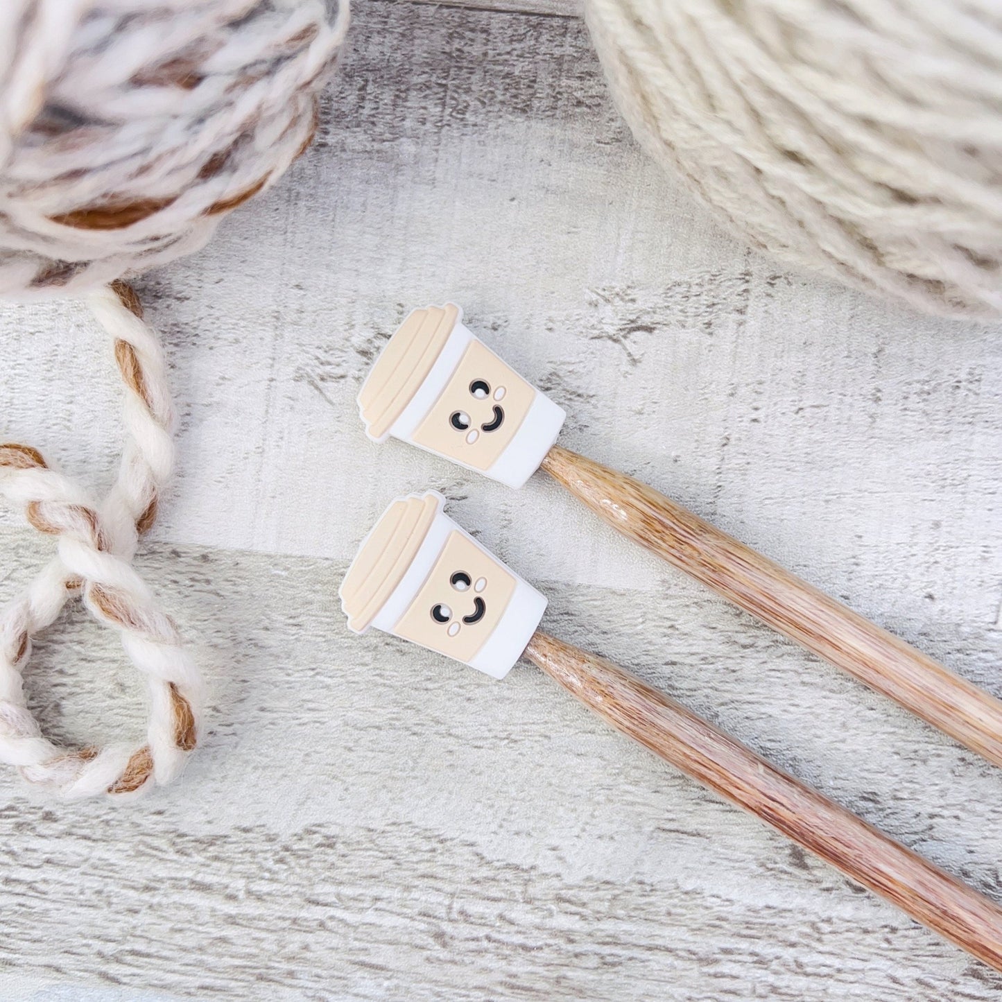 Coffee Cup Stitch Stoppers Knitting Needle Point Protectors - The Desert Stream Stitch