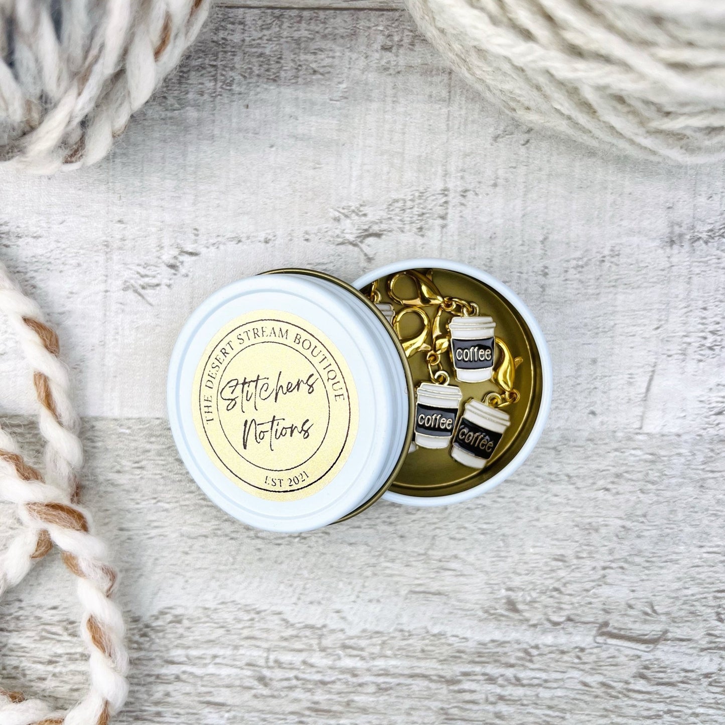 Coffee Stitch Markers Set - Knitting and Crochet - The Desert Stream Stitch