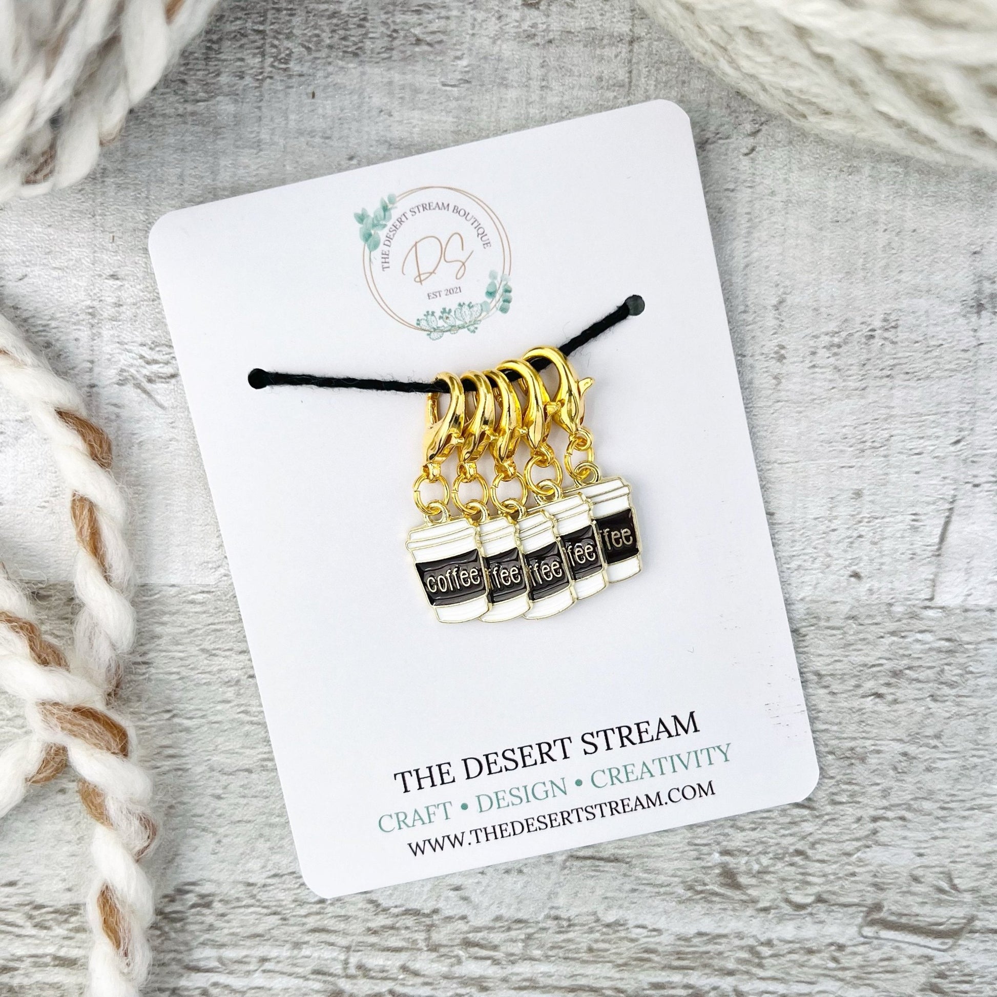 Coffee Stitch Markers Set - Knitting and Crochet - The Desert Stream Stitch