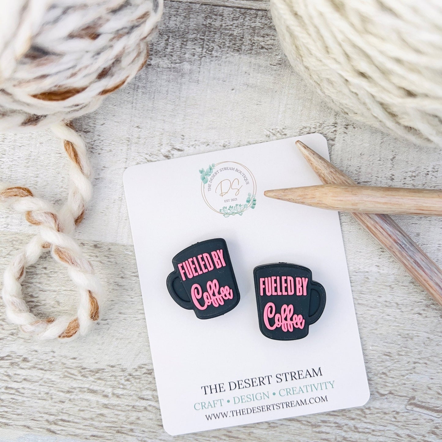 Coffee Stitch Stoppers Knitting Needle Point Protectors - The Desert Stream Stitch