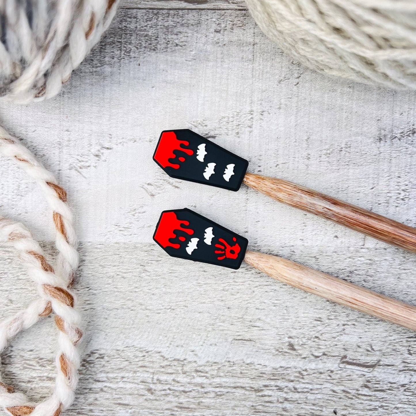 Coffin Stitch Stoppers Knitting Needle Point Protectors - The Desert Stream Stitch