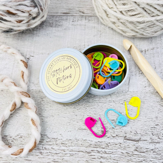 Colorful Stitch Markers Tin Set - Knitting and Crochet - The Desert Stream Stitch