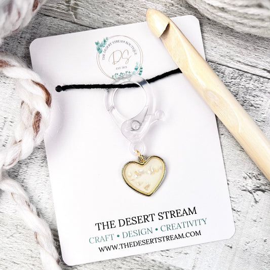 Confetti Heart Jumbo Stitch Marker - The Desert Stream Stitch