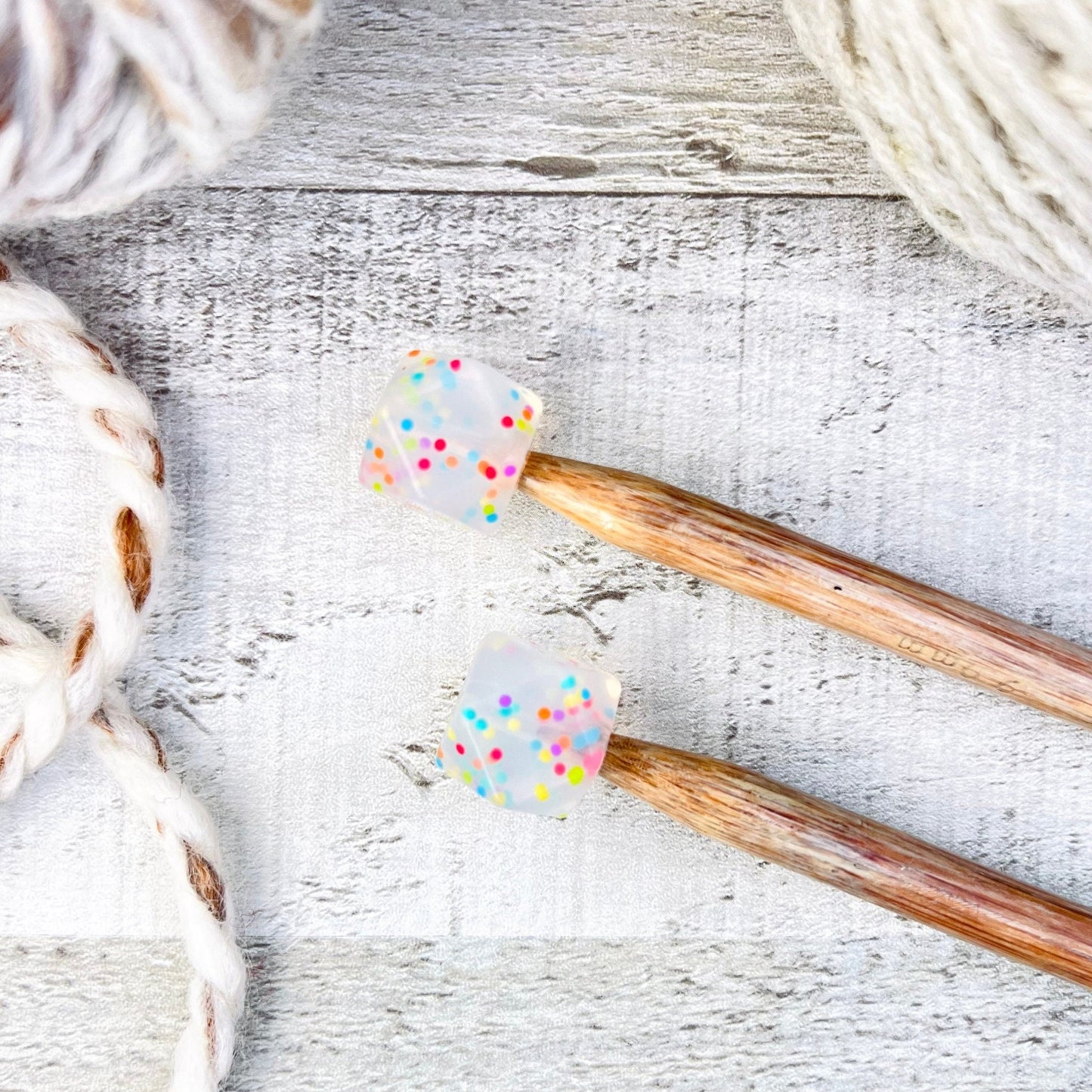Confetti Stitch Stoppers Knitting Needle Point Protectors - The Desert Stream Stitch