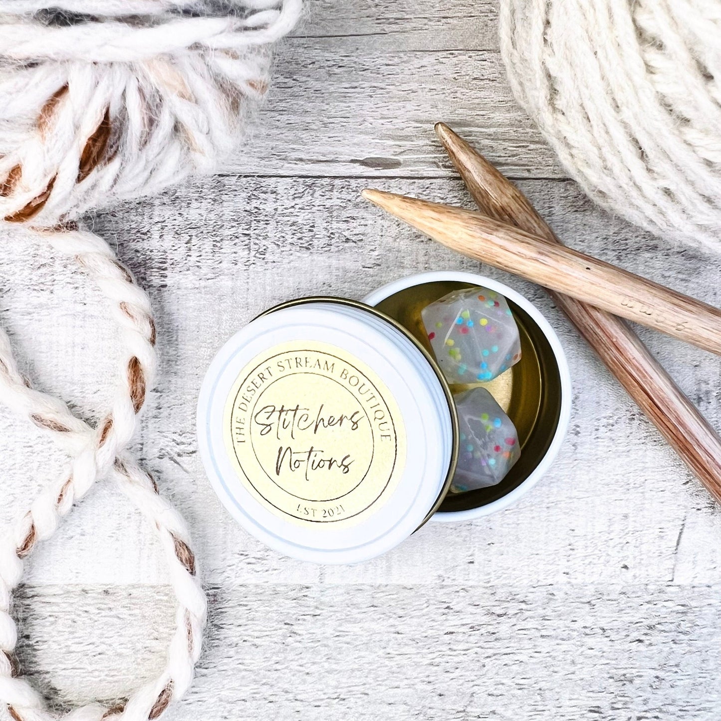 Confetti Stitch Stoppers Knitting Needle Point Protectors - The Desert Stream Stitch