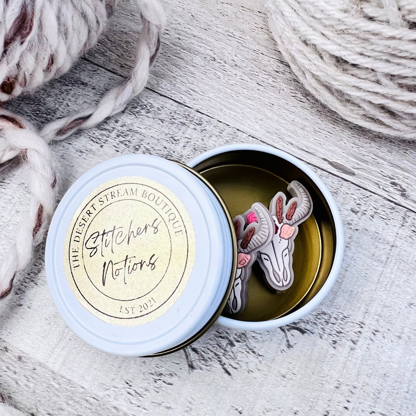 Cow Skull Stitch Stoppers Knitting Needle Point Protectors - The Desert Stream Stitch