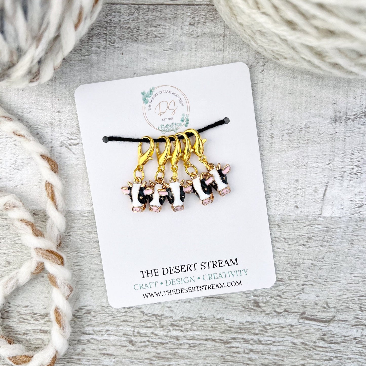 Cow Stitch Markers Set - Knitting and Crochet - The Desert Stream Stitch