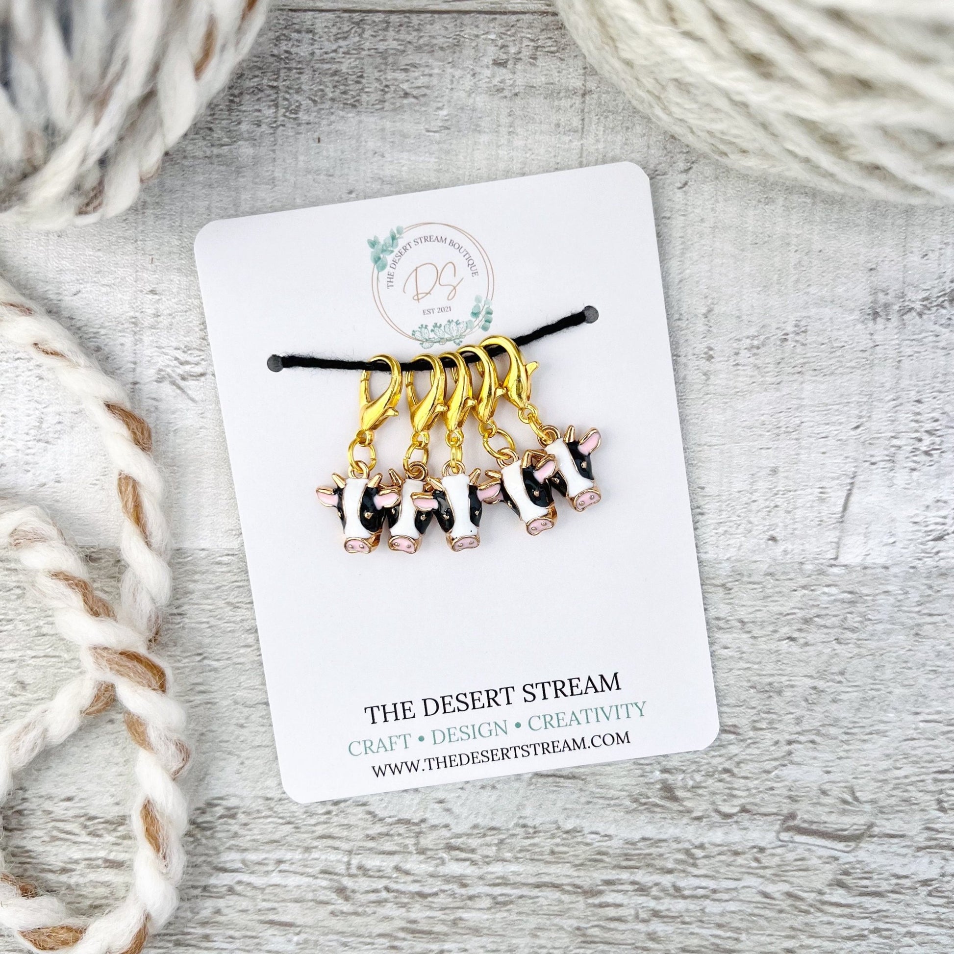Cow Stitch Markers Set - Knitting and Crochet - The Desert Stream Stitch