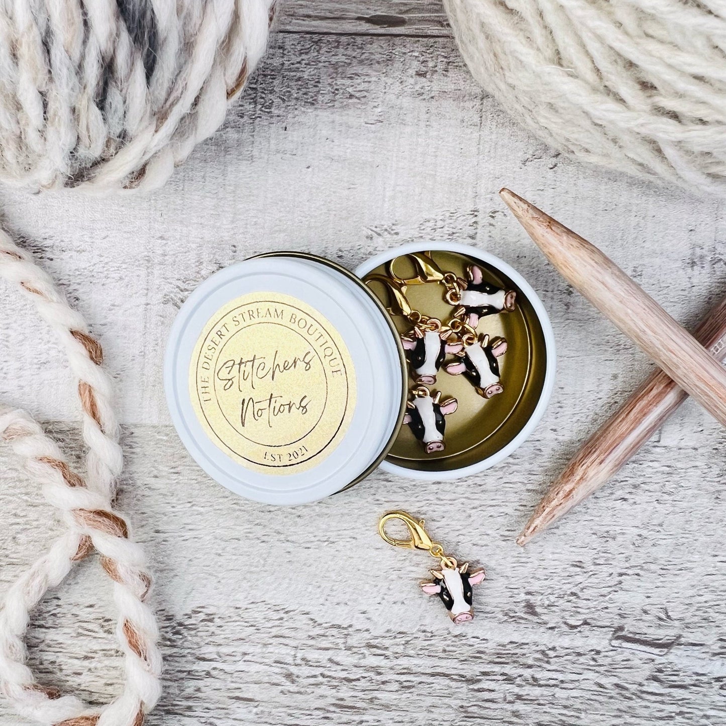 Cow Stitch Markers Set - Knitting and Crochet - The Desert Stream Stitch