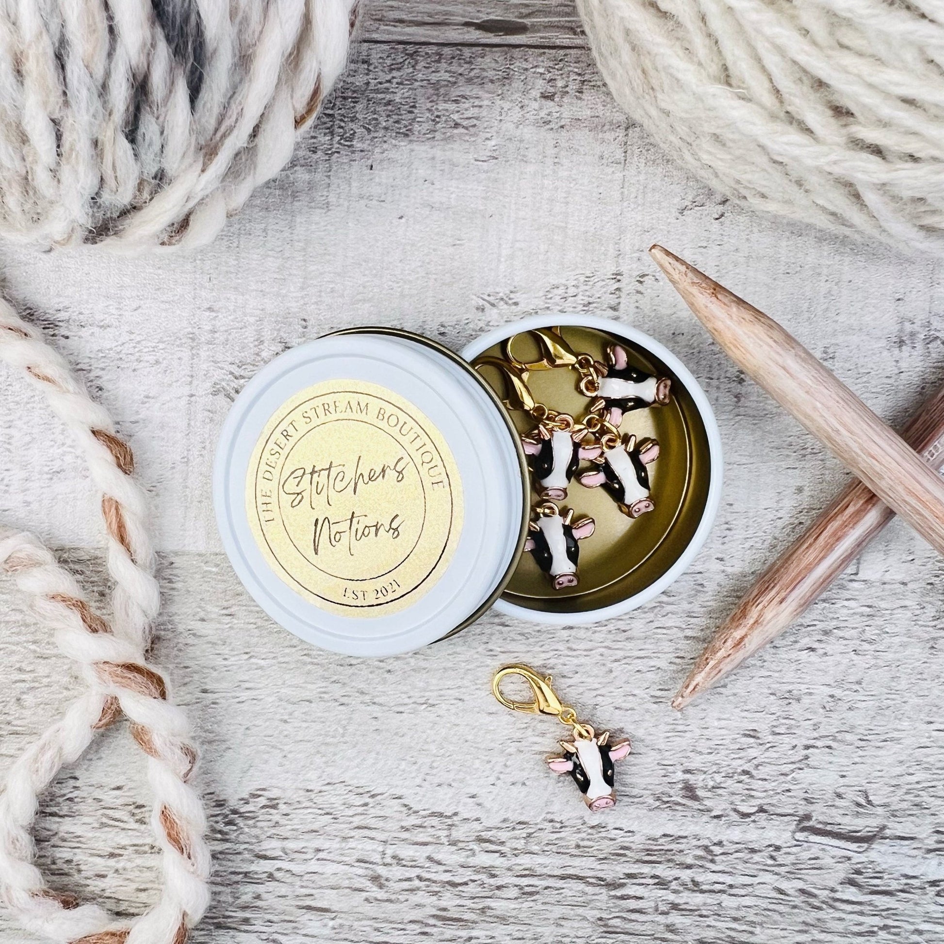Cow Stitch Markers Set - Knitting and Crochet - The Desert Stream Stitch