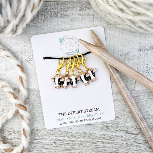 Cow Stitch Markers Set - Knitting and Crochet - The Desert Stream Stitch