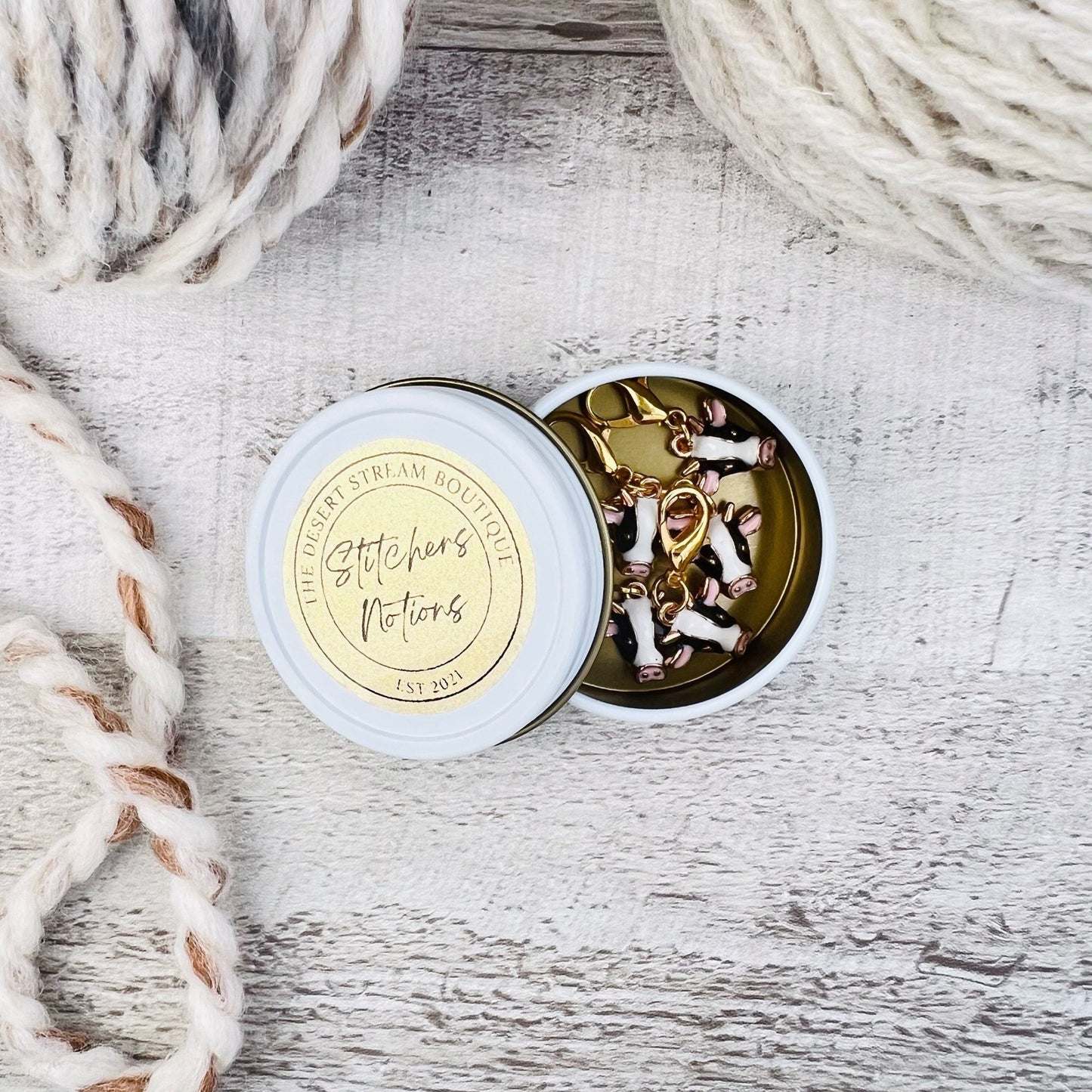 Cow Stitch Markers Set - Knitting and Crochet - The Desert Stream Stitch