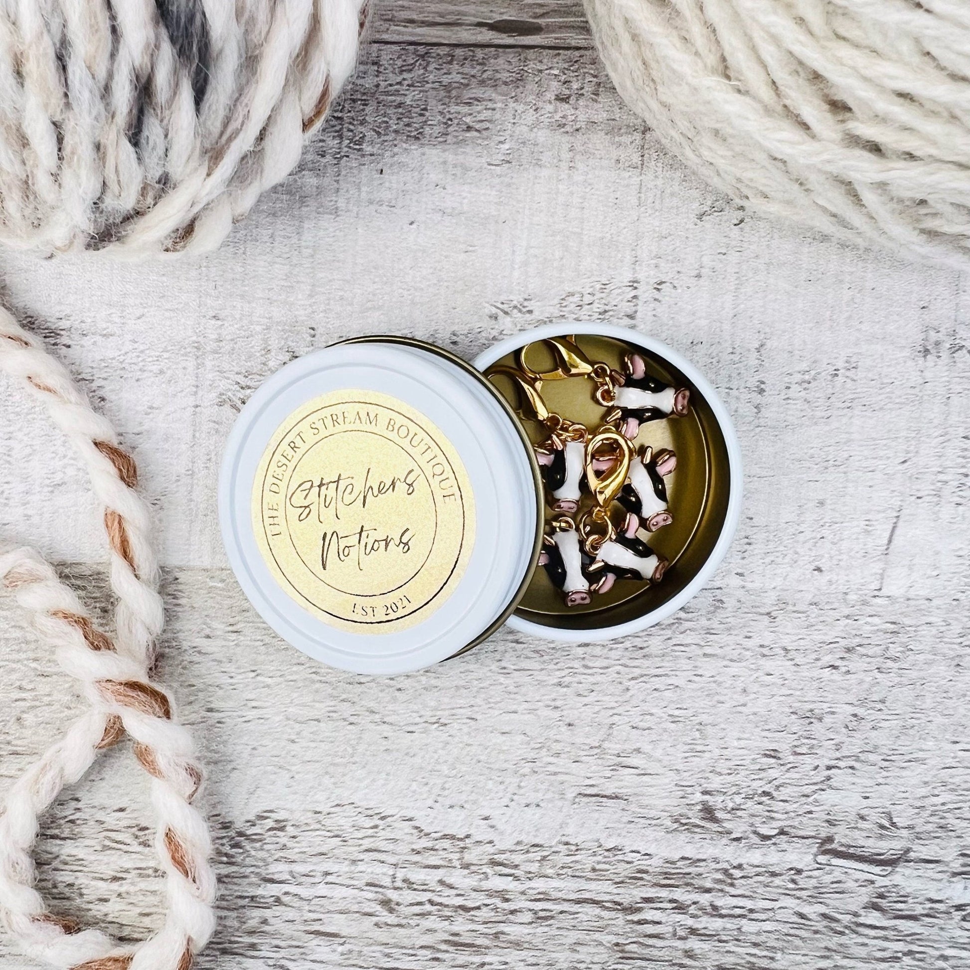 Cow Stitch Markers Set - Knitting and Crochet - The Desert Stream Stitch