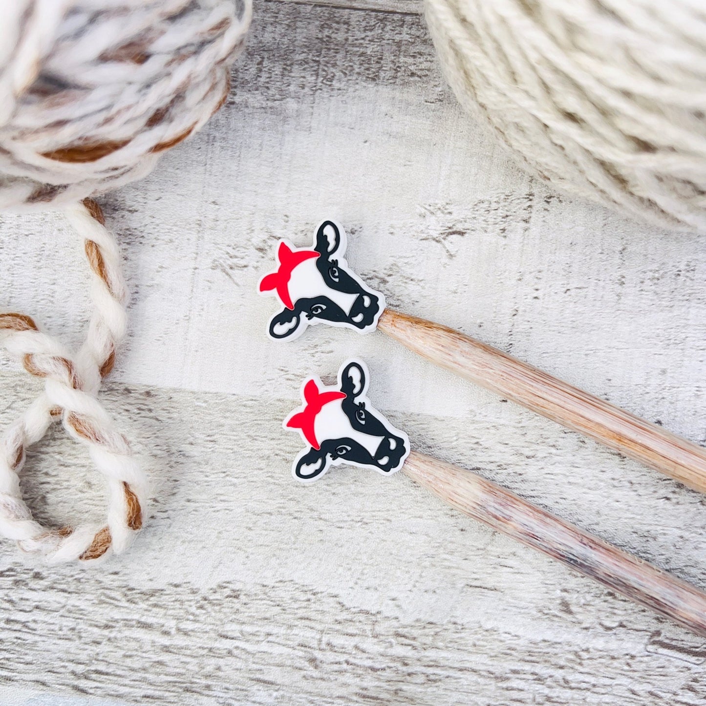 Cow Stitch Stoppers Knitting Needle Point Protectors - The Desert Stream Stitch