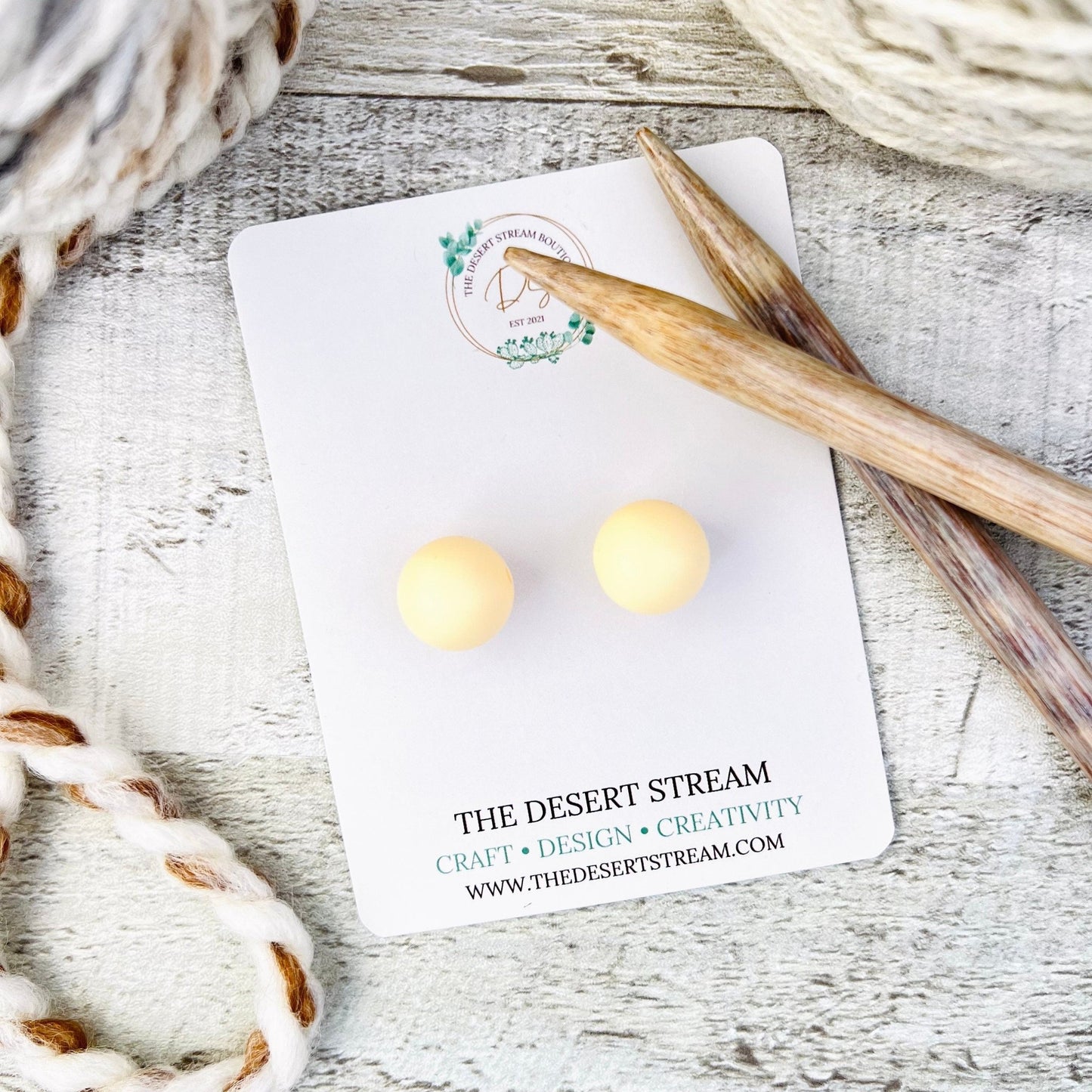 Cream Stitch Stoppers Knitting Needle Point Protectors - The Desert Stream Stitch