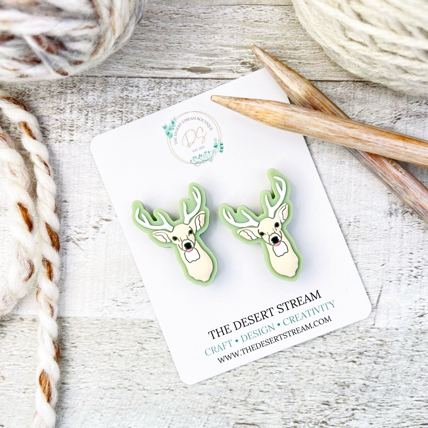 Deer Stitch Stoppers Knitting Needle Point Protectors - The Desert Stream Stitch