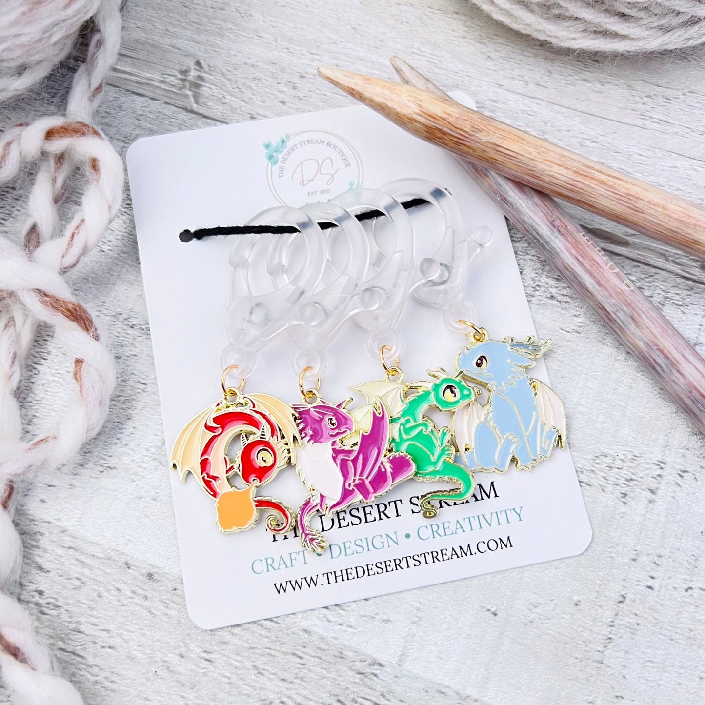 Dragon Jumbo Stitch Markers - The Desert Stream Stitch