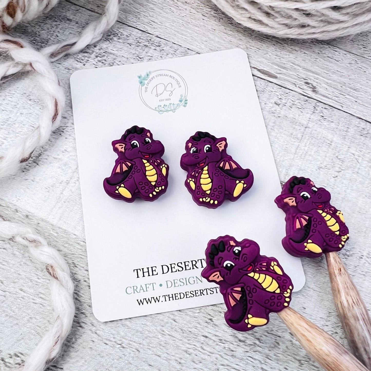 Dragon Stitch Stoppers Knitting Needle Point Protectors - The Desert Stream Stitch