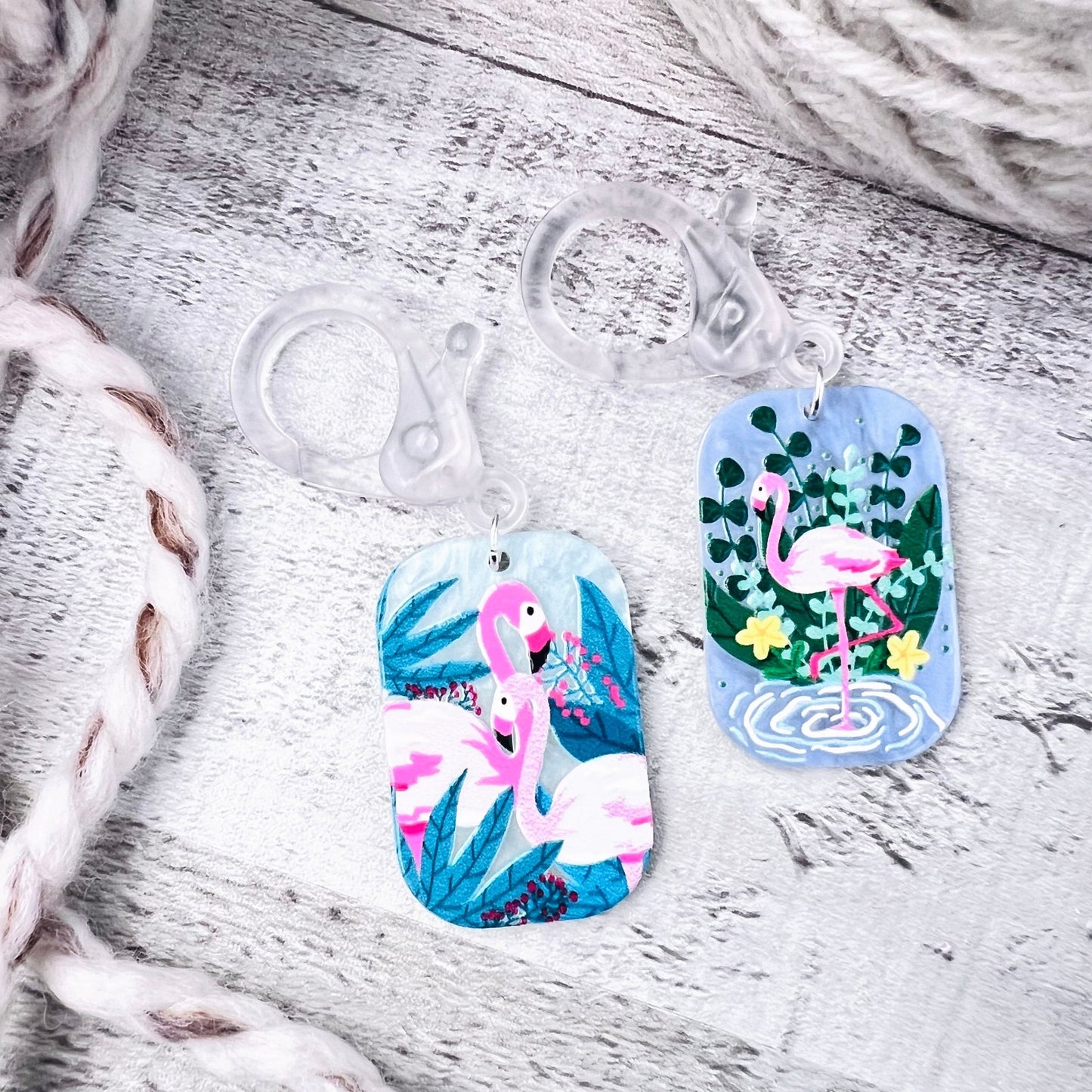 Flamingo Jumbo Stitch Markers - The Desert Stream Stitch