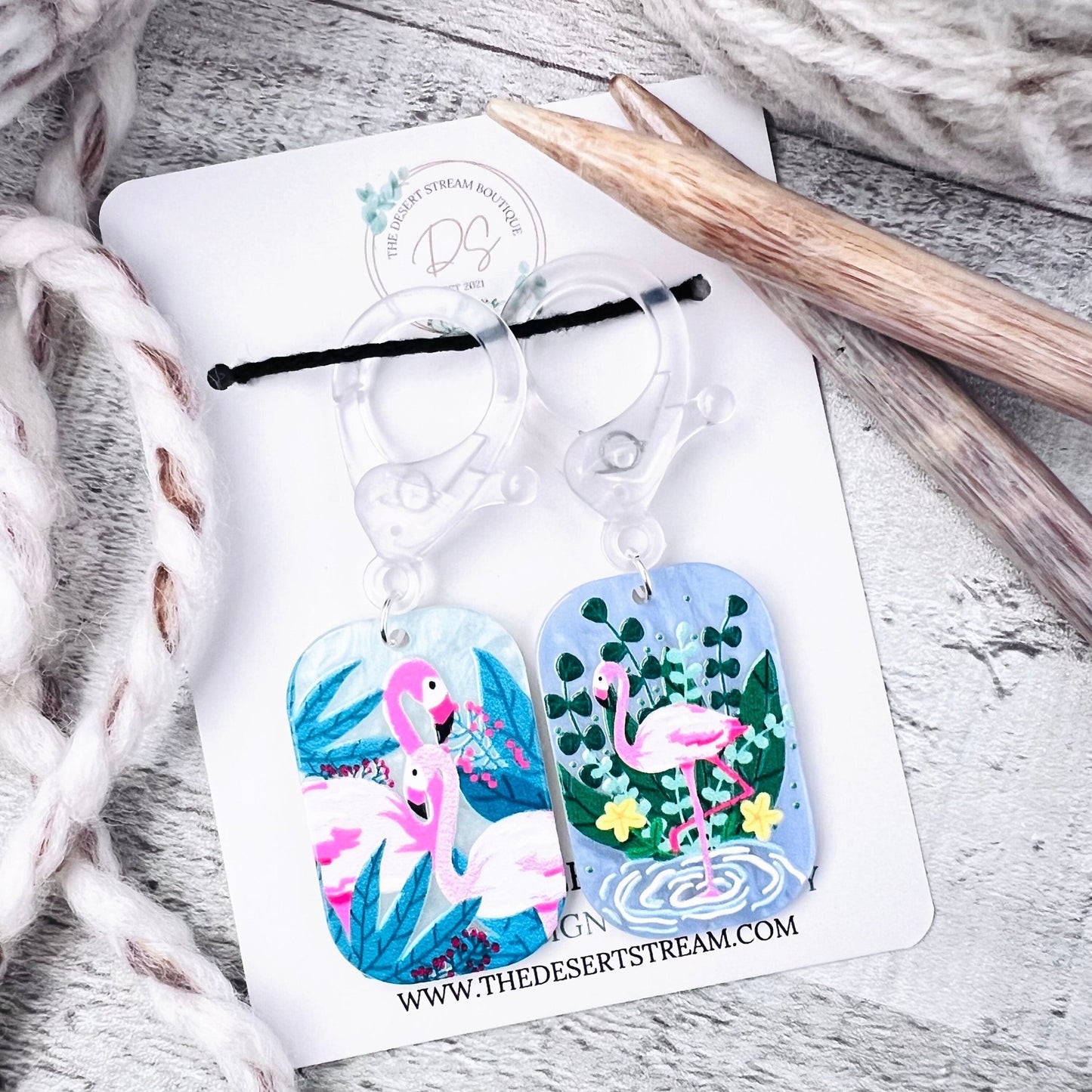 Flamingo Jumbo Stitch Markers - The Desert Stream Stitch