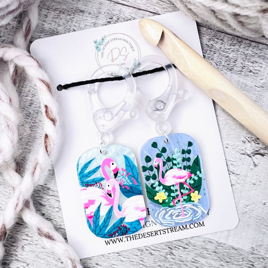 Flamingo Jumbo Stitch Markers - The Desert Stream Stitch