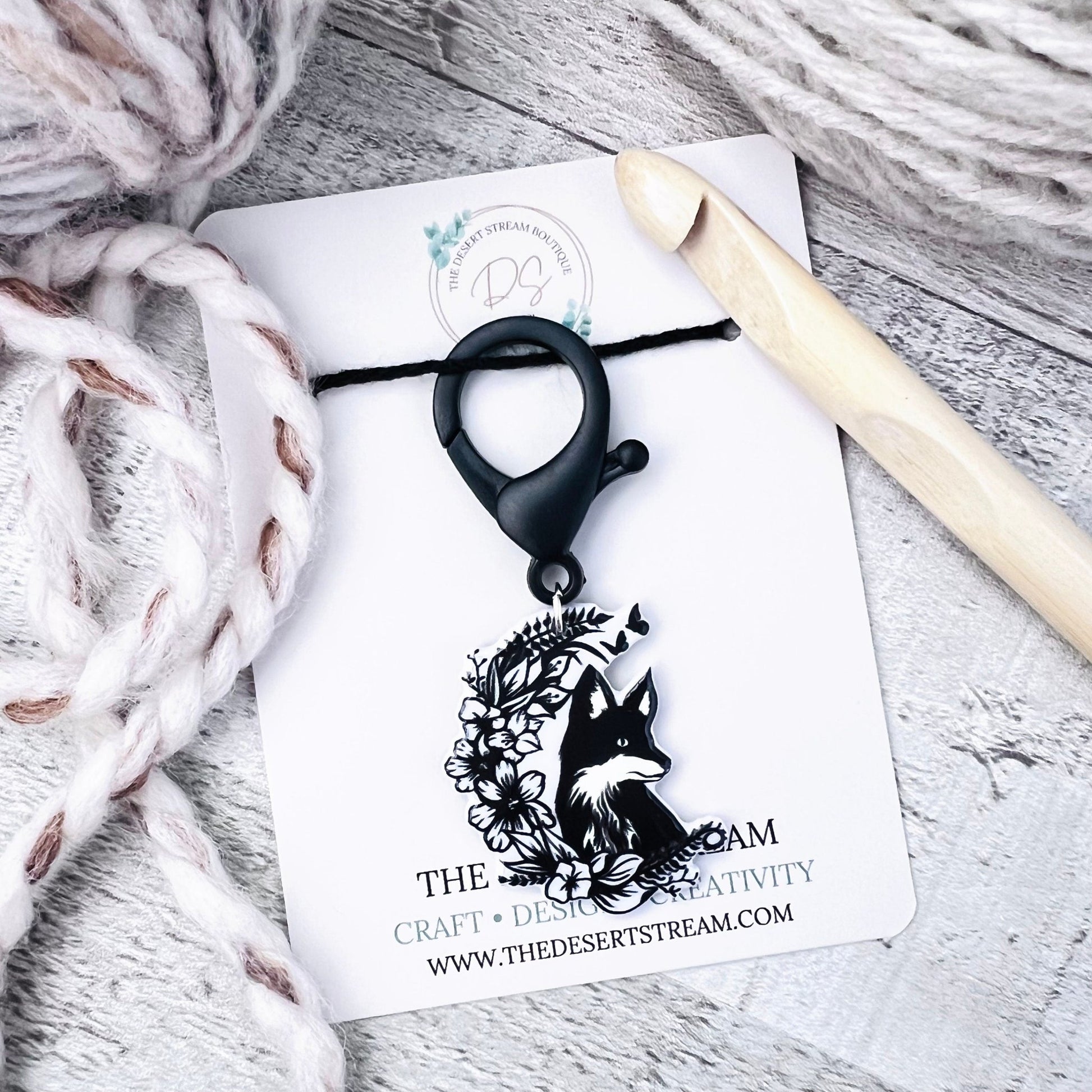 Floral Fox Jumbo Stitch Marker - The Desert Stream Stitch