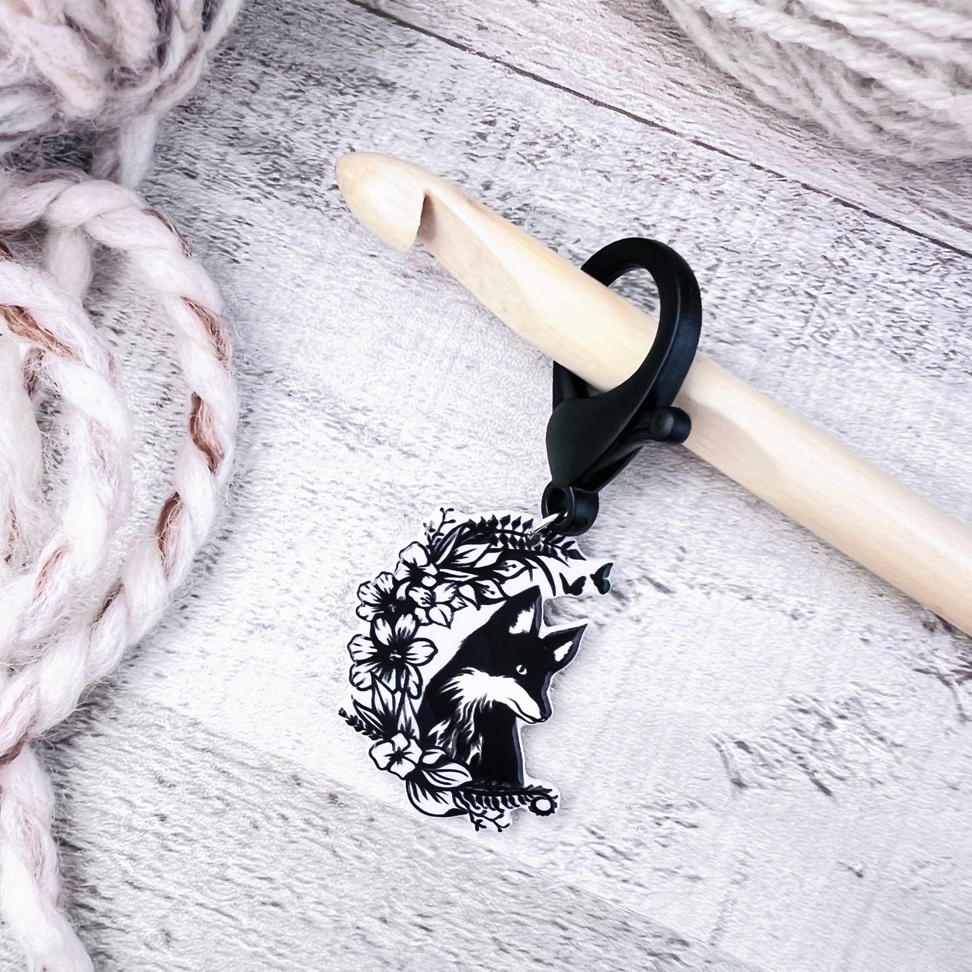 Floral Fox Jumbo Stitch Marker - The Desert Stream Stitch