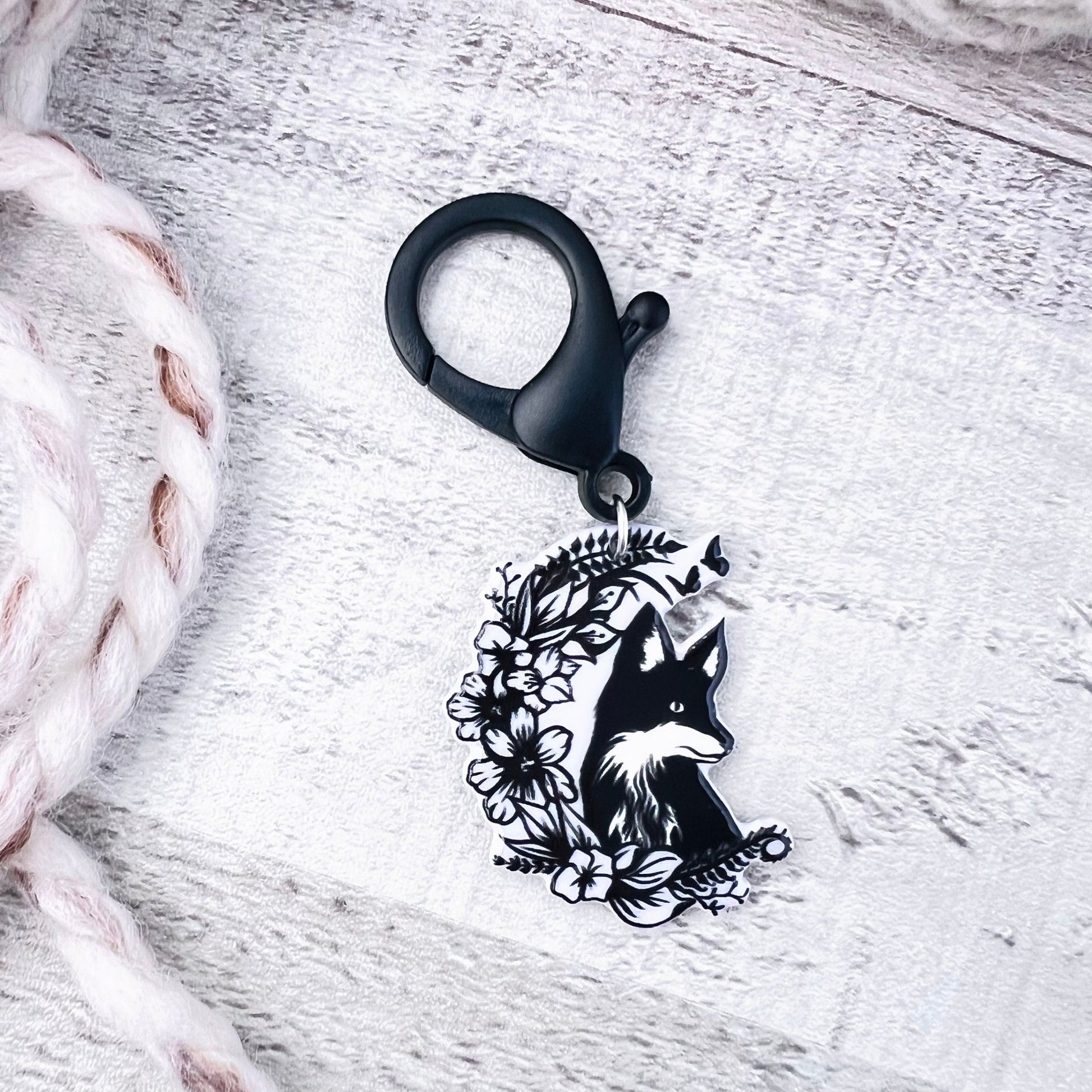 Floral Fox Jumbo Stitch Marker - The Desert Stream Stitch