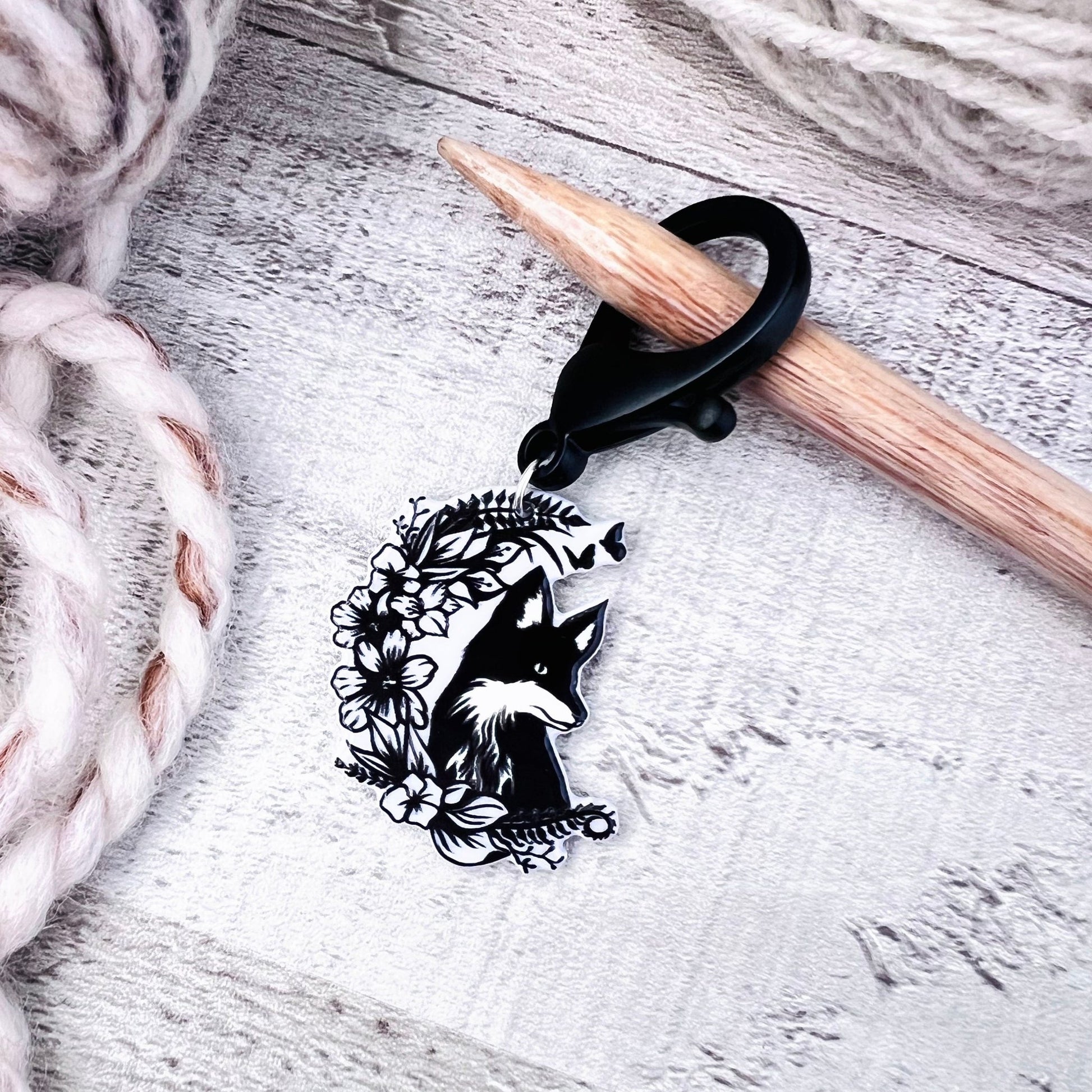 Floral Fox Jumbo Stitch Marker - The Desert Stream Stitch