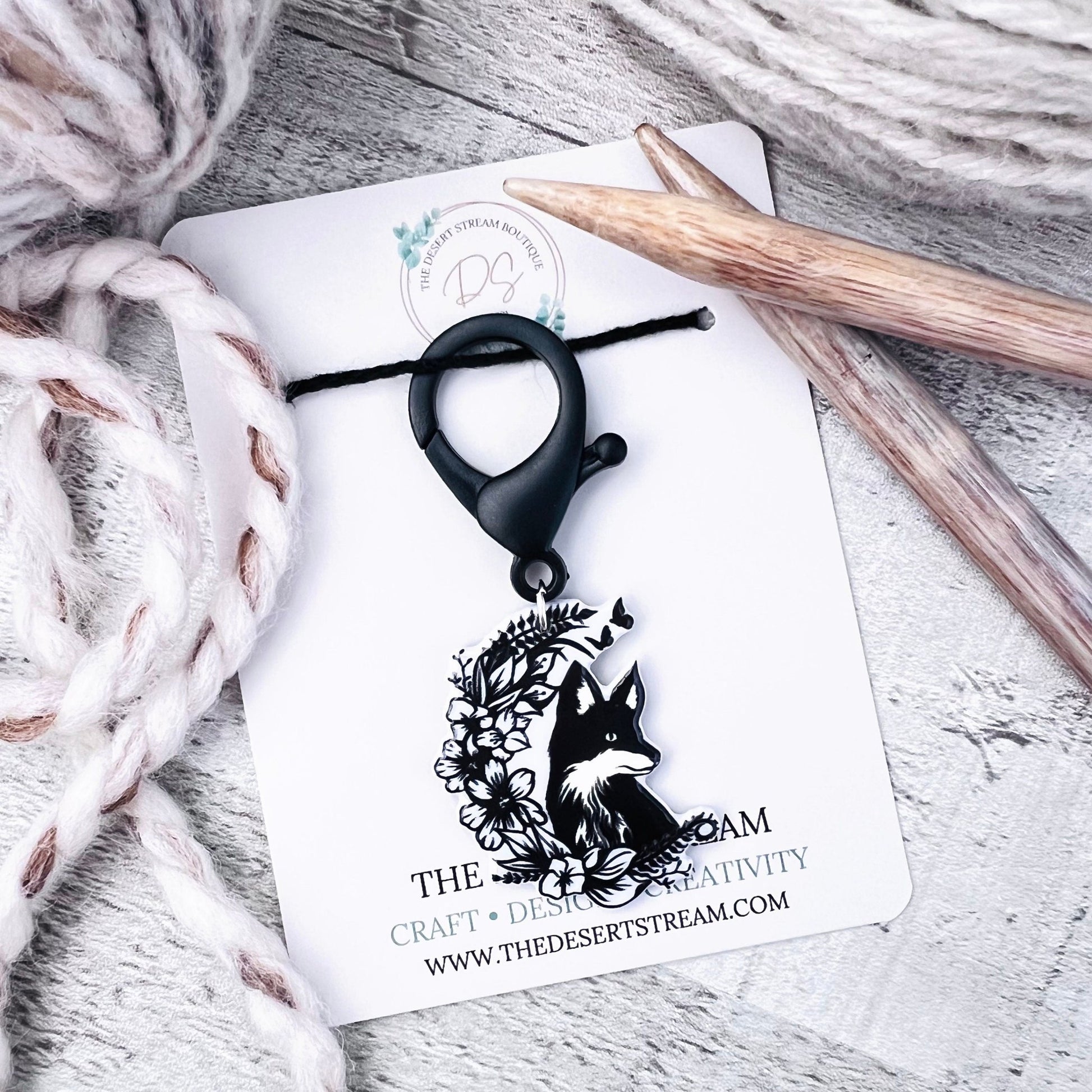Floral Fox Jumbo Stitch Marker - The Desert Stream Stitch