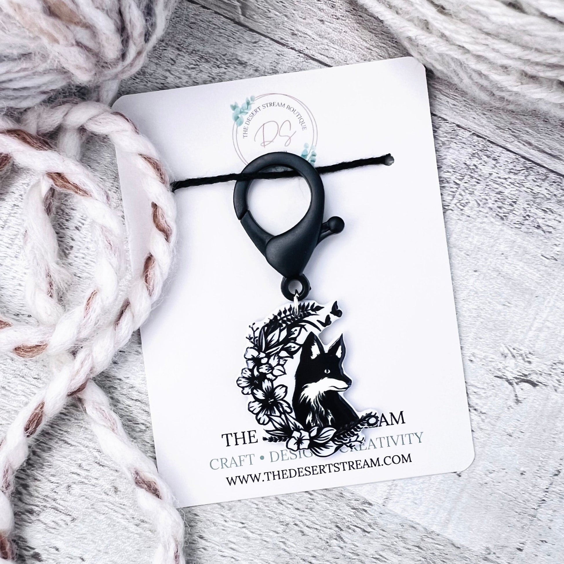 Floral Fox Jumbo Stitch Marker - The Desert Stream Stitch