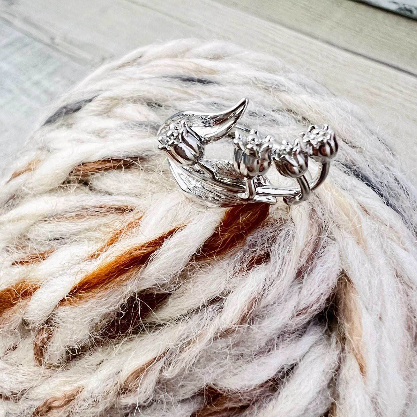 Flower Adjustable Tension Ring - The Desert Stream Stitch