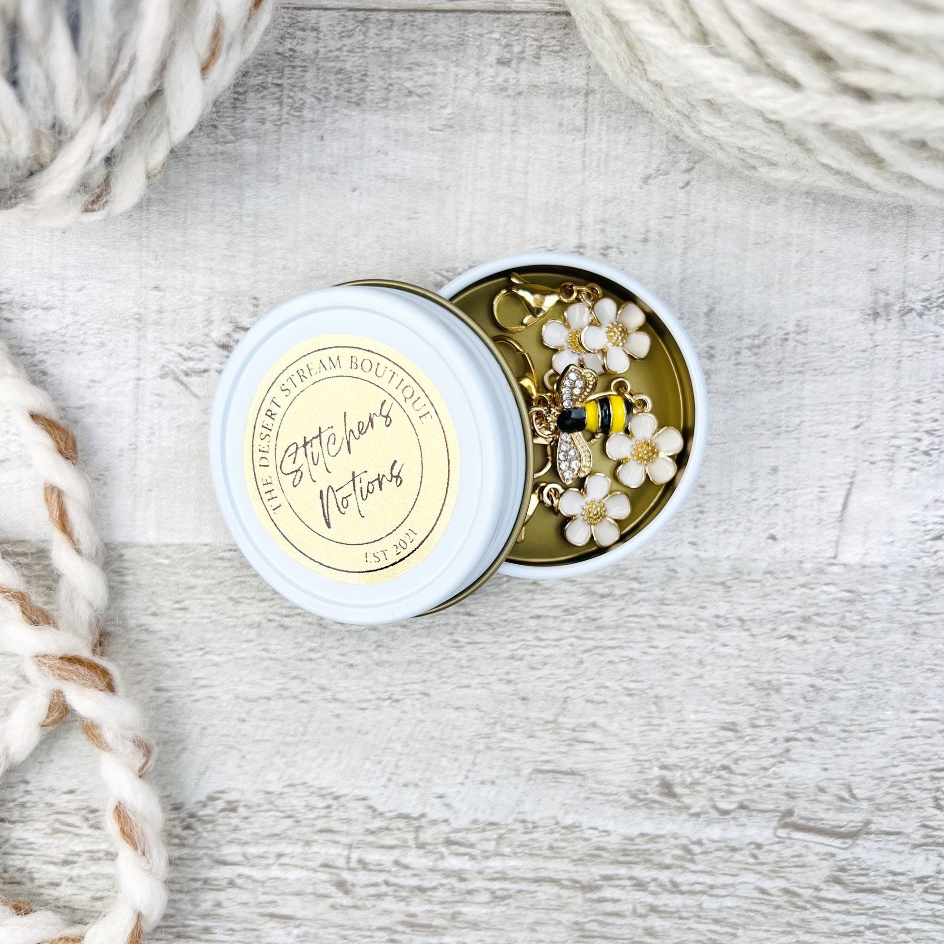 Flower Bee Stitch Markers Set - Knitting and Crochet - The Desert Stream Stitch