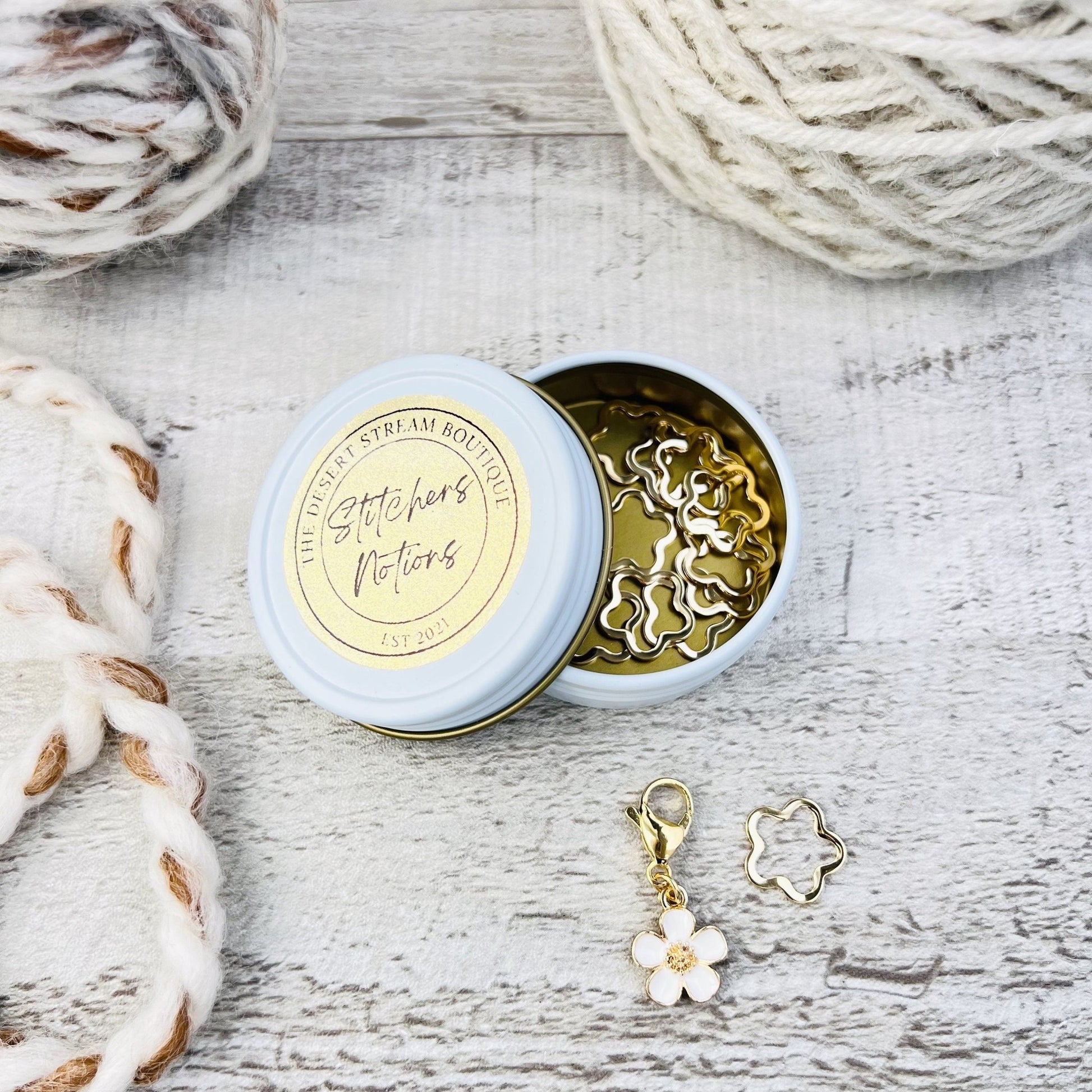 Flower Stitch Markers 13 - Piece Set - Knitting - The Desert Stream Stitch