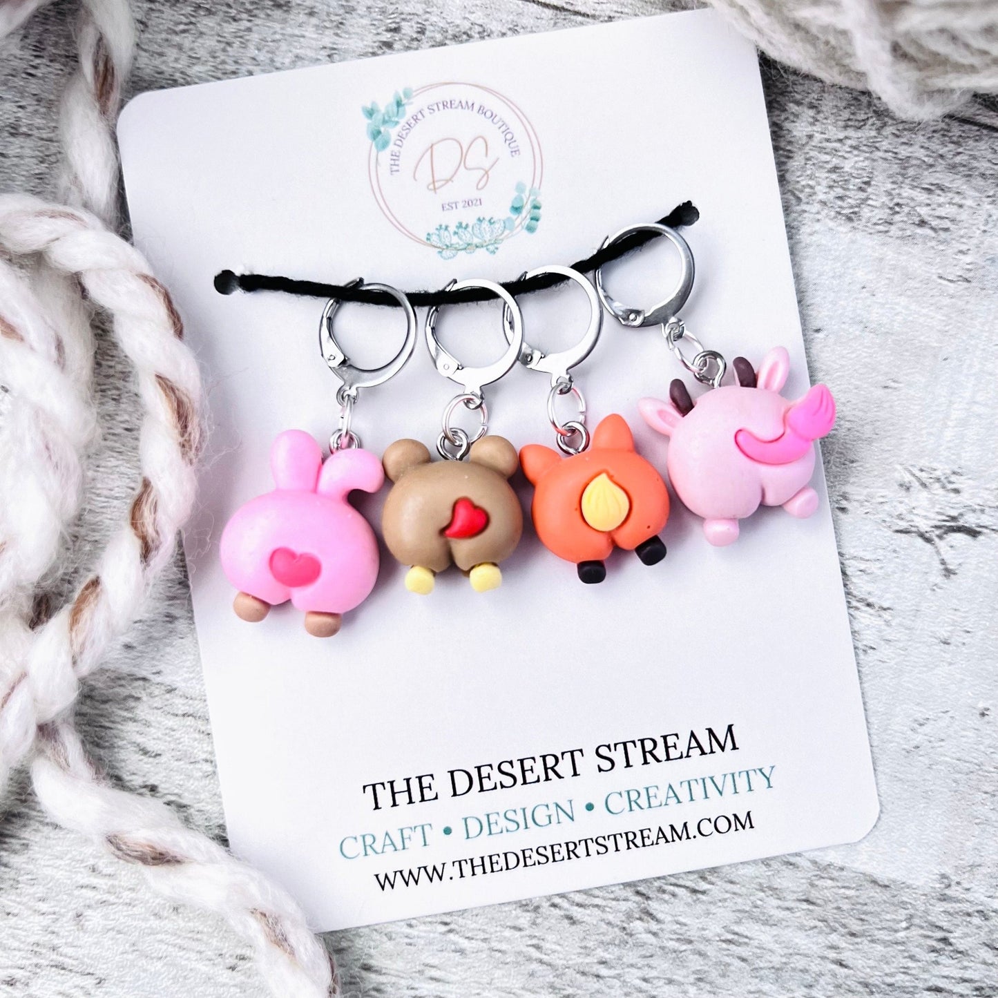 Furry Fannies Stitch Markers - The Desert Stream Stitch